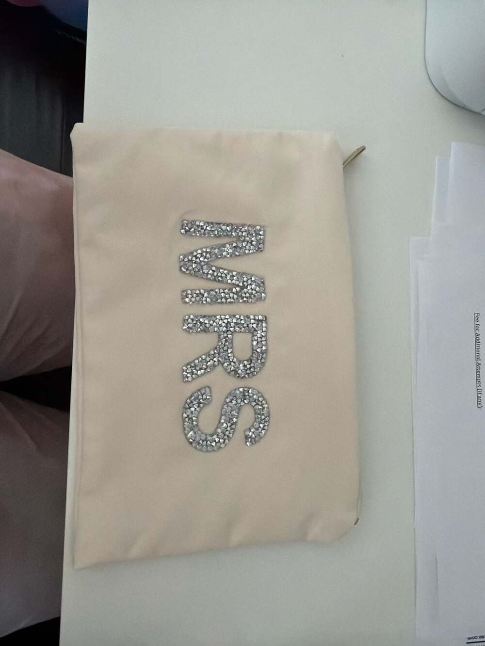 Mrs. Velvet Cosmetic Bag with Sparkle Rhinestone Letters